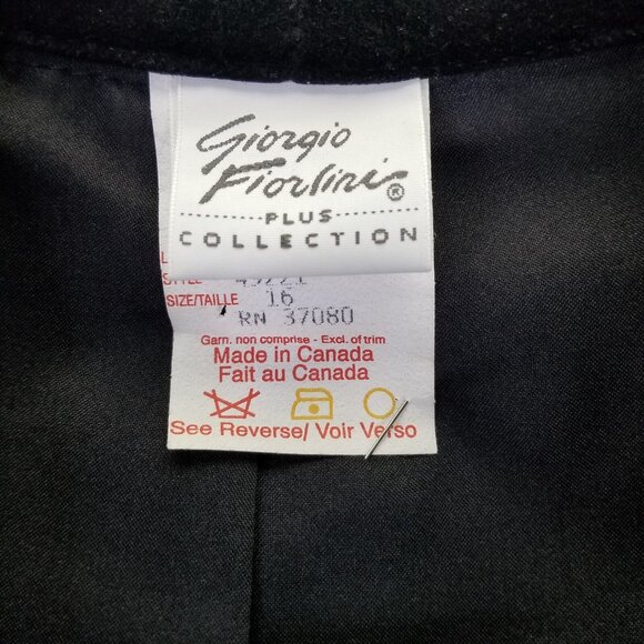 Giorgio Fiorlini Blazer Women's 16 Grey Tweed Black Velvet Collar Equestrian VTG - Picture 11 of 16